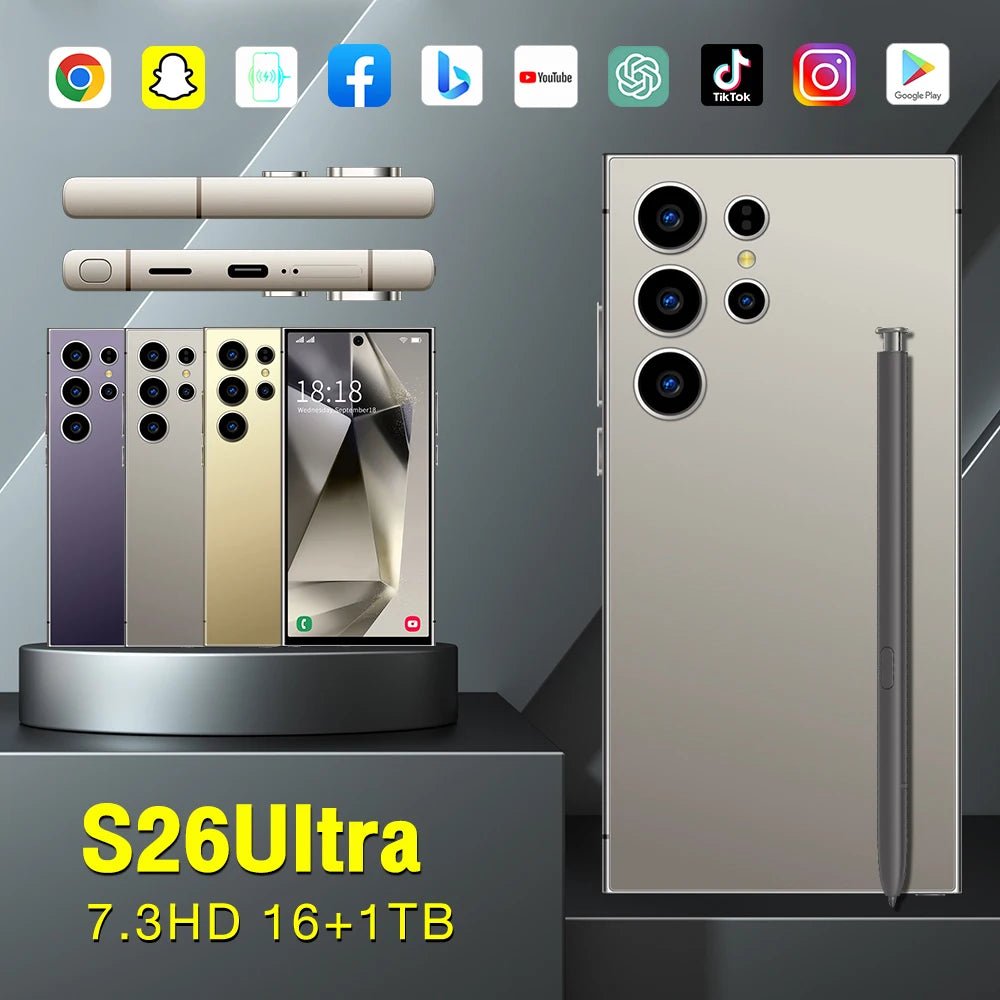 Low Price High Quality S26 Ultra 5G Smartphone 7.3 - inch HD Screen 16GB+1TB Storage Deca Core CPU Dual SIM Card Mobile Phone Black Low Price High Quality S26 Ultra 5G Smartphone 7.3 - inch HD Screen 16GB+1TB Storage Deca Core CPU Dual SIM Card Mobile Phone - shop_name