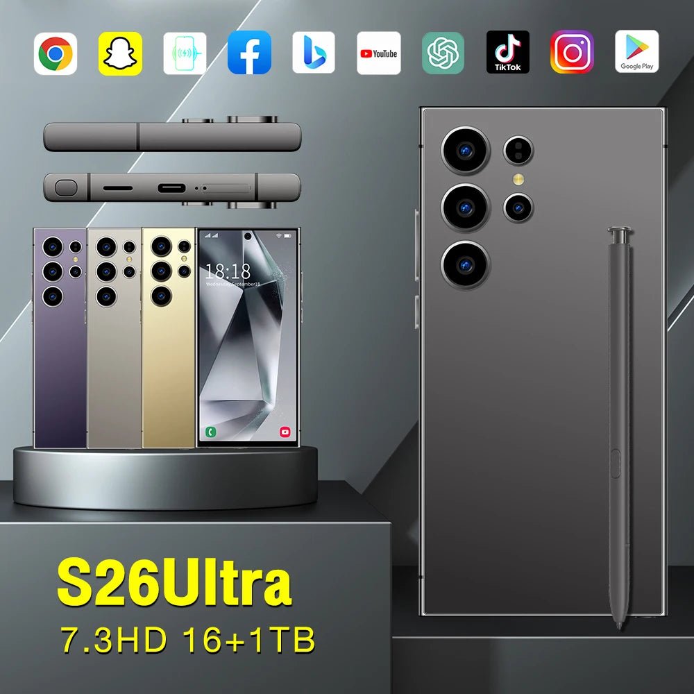 Low Price High Quality S26 Ultra 5G Smartphone 7.3 - inch HD Screen 16GB+1TB Storage Deca Core CPU Dual SIM Card Mobile Phone Black Low Price High Quality S26 Ultra 5G Smartphone 7.3 - inch HD Screen 16GB+1TB Storage Deca Core CPU Dual SIM Card Mobile Phone - shop_name