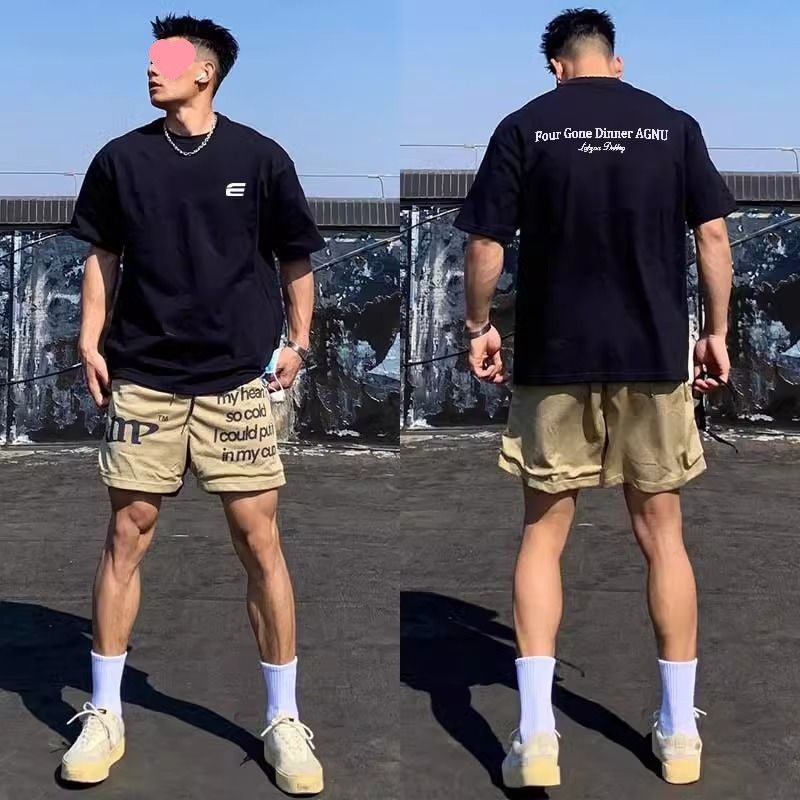 Men's American Street Cotton Short - sleeved T-shirt Black Men's American Street Cotton Short - sleeved T-shirt - shop_name