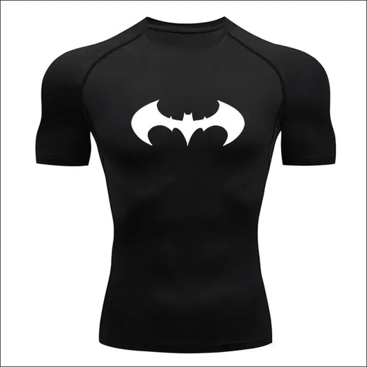 Men’s Bat Print T-Shirt Tight Quick Dry Compression Shirt Gym Fitness T-Shirt Running Muscle Workout Short Sleeve