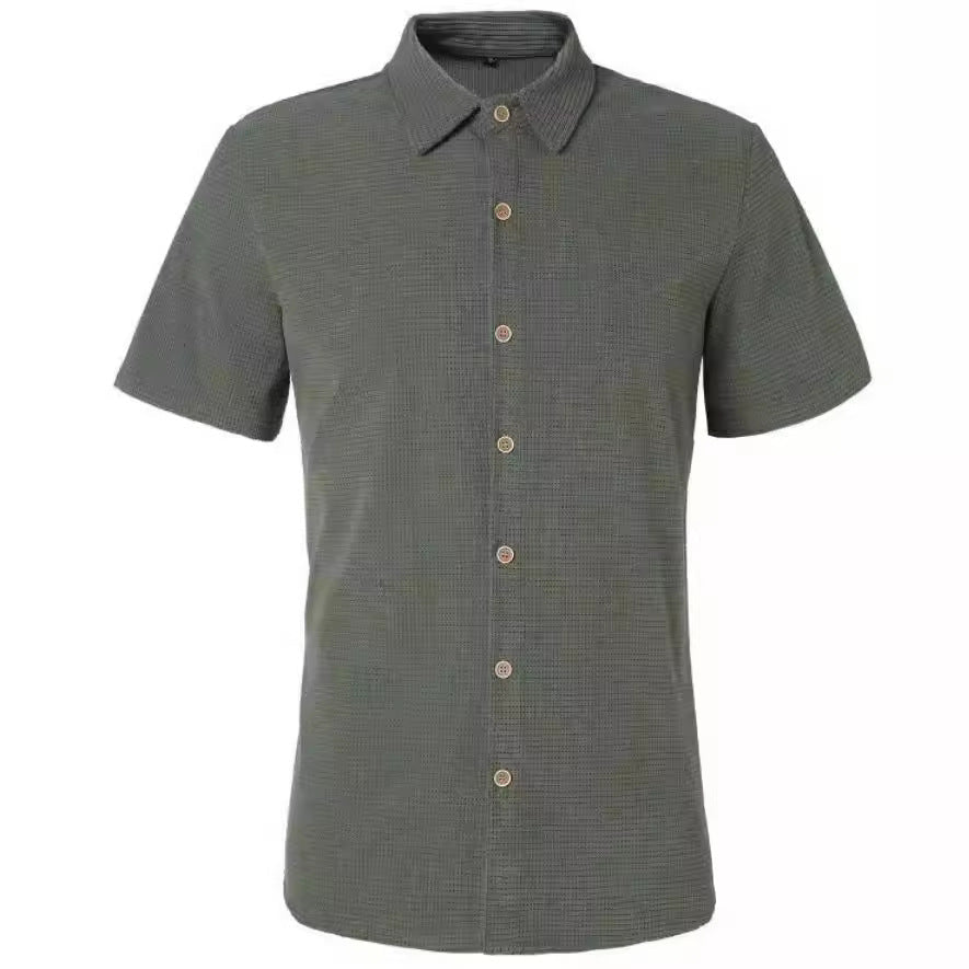 Men's Casual Loose Plaid Short Sleeve Shirt Army Green Men's Casual Loose Plaid Short Sleeve Shirt - shop_name