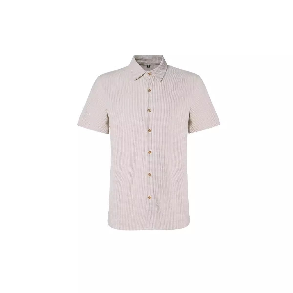 Men's Casual Loose Plaid Short Sleeve Shirt Apricot Men's Casual Loose Plaid Short Sleeve Shirt - shop_name