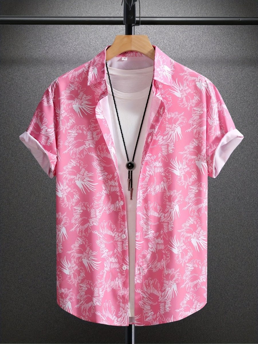 Men's Contrast Color Loose Short - sleeved Shirt Lapel MBNSCS16 Men's Contrast Color Loose Short - sleeved Shirt Lapel - shop_name