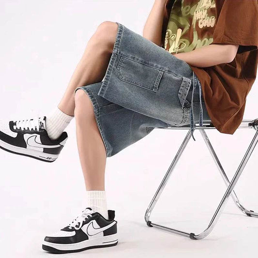 Men's Denim Shorts Jorts Pants Baggy High Blue Streetwear Hip Hop Korean Fashion Kpop Y2k Oversize Summer Clothes Vintage Unisex