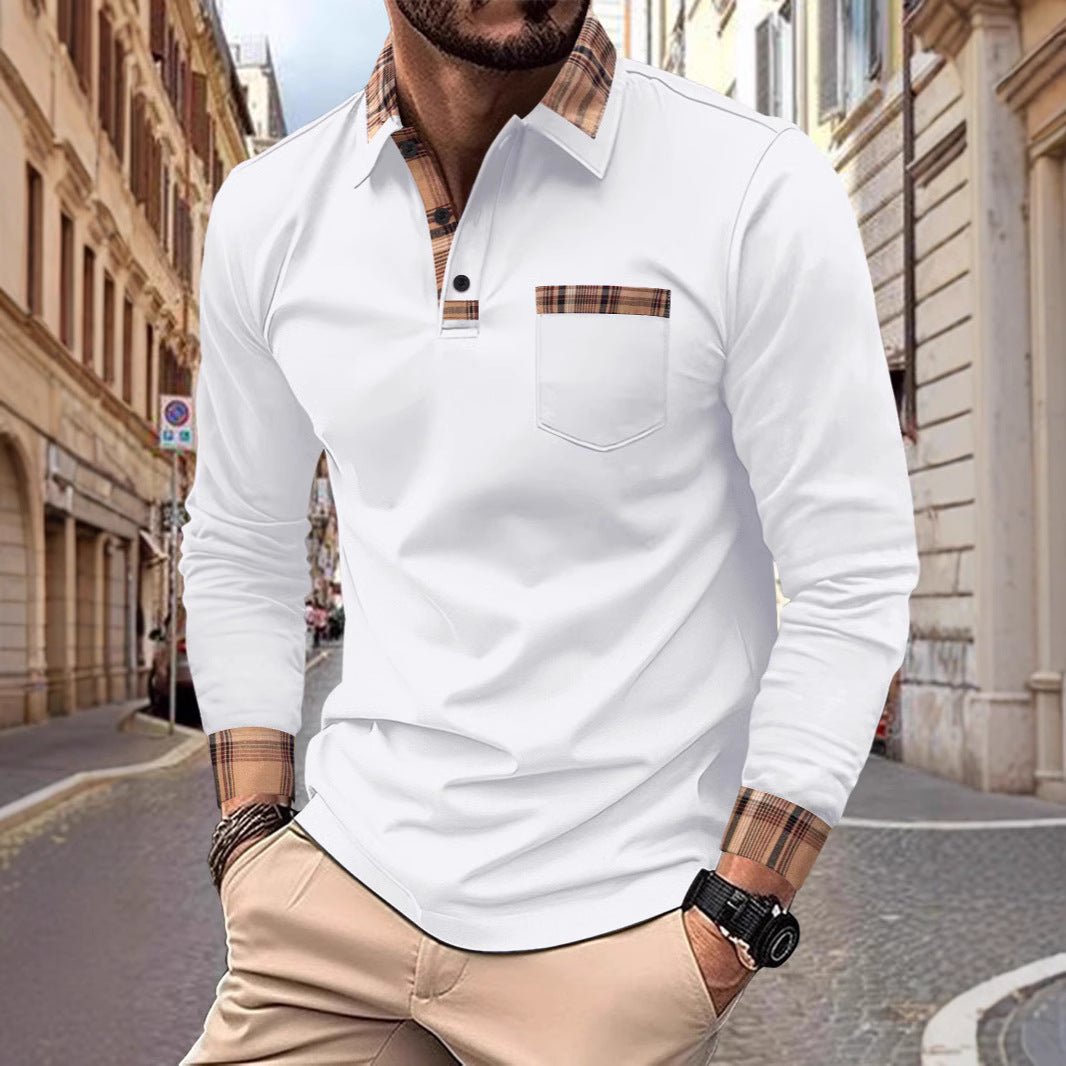 Men's Fashion Casual Solid Color Sports Polo Shirts White Men's Fashion Casual Solid Color Sports Polo Shirts - shop_name