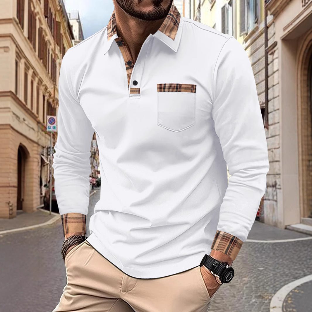 Men's Fashion Casual Solid Color Sports Polo Shirts White Men's Fashion Casual Solid Color Sports Polo Shirts - shop_name