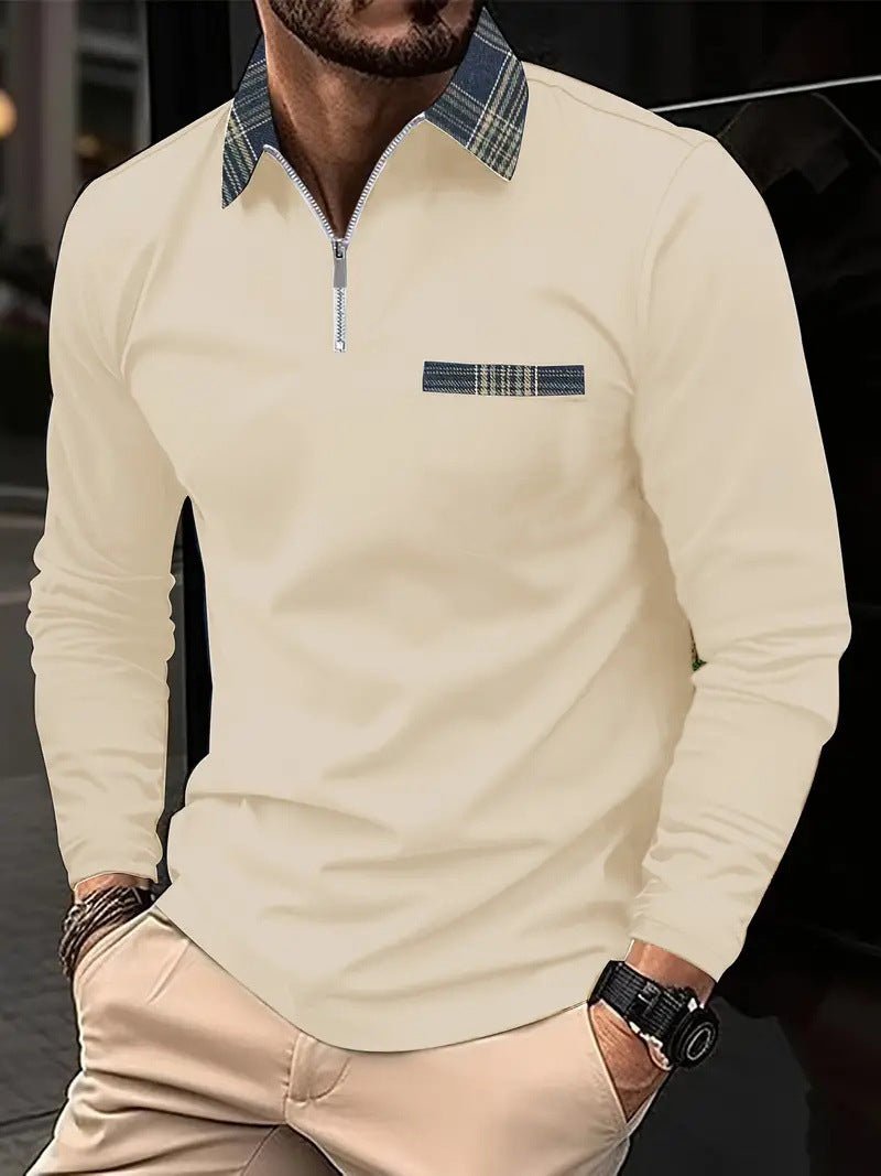 Men's Fashion Casual Solid Color Sports Polo Shirts Khaki Men's Fashion Casual Solid Color Sports Polo Shirts - shop_name