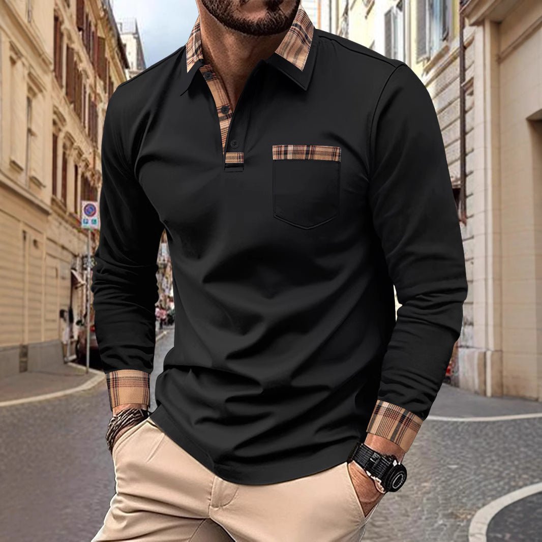 Men's Fashion Casual Solid Color Sports Polo Shirts Black Men's Fashion Casual Solid Color Sports Polo Shirts - shop_name