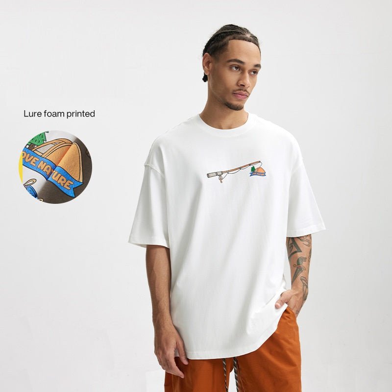 Men's Foam Three - dimensional Printed T-shirt Loose Personality Lime White Men's Foam Three - dimensional Printed T-shirt Loose Personality - shop_name