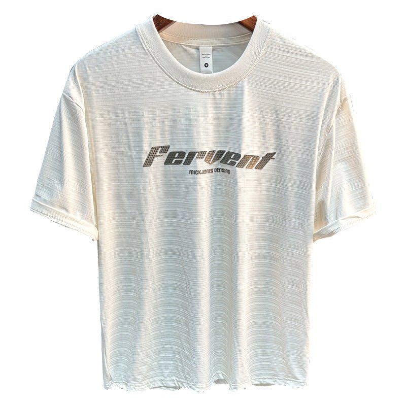 Men's Ice Silk Cool Quick - drying Thin Loose Short Sleeve White Men's Ice Silk Cool Quick - drying Thin Loose Short Sleeve - shop_name