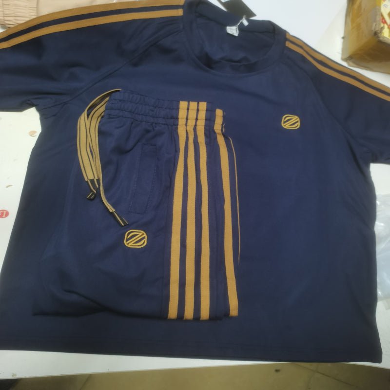 Men's Ice Silk Style Ironing - free Sweat - absorbent Breathable Short Sleeve Suit Blue Men's Ice Silk Style Ironing - free Sweat - absorbent Breathable Short Sleeve Suit - shop_name