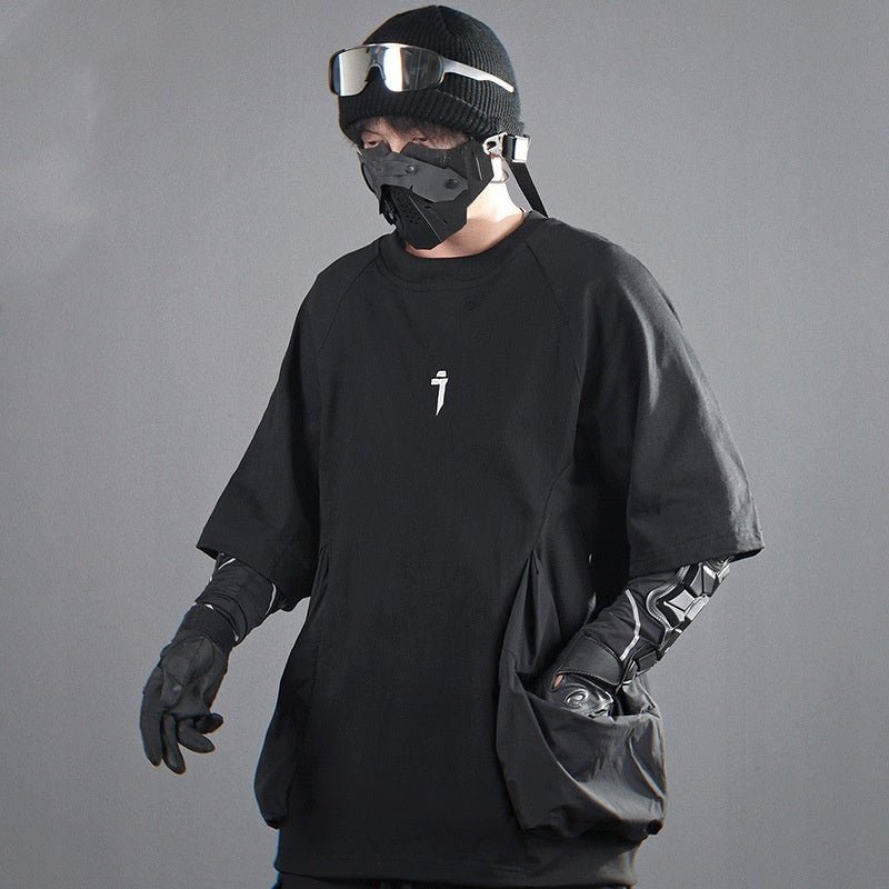 Men's Loose Casual With Big Pockets Round Neck Short Sleeve T-shirt Black Men's Loose Casual With Big Pockets Round Neck Short Sleeve T-shirt - shop_name