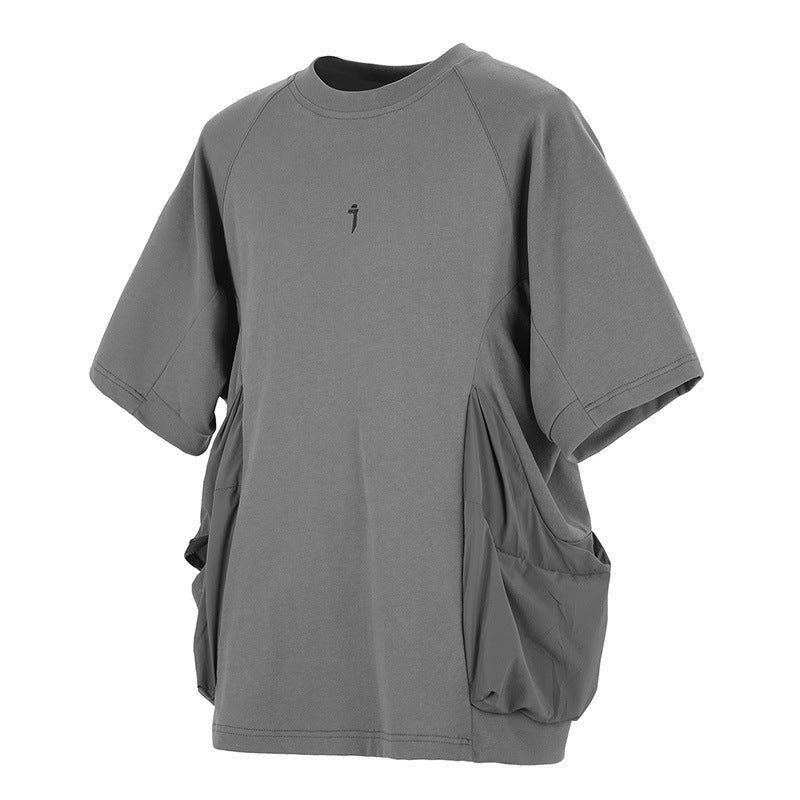 Men's Loose Casual With Big Pockets Round Neck Short Sleeve T-shirt Gray Men's Loose Casual With Big Pockets Round Neck Short Sleeve T-shirt - shop_name