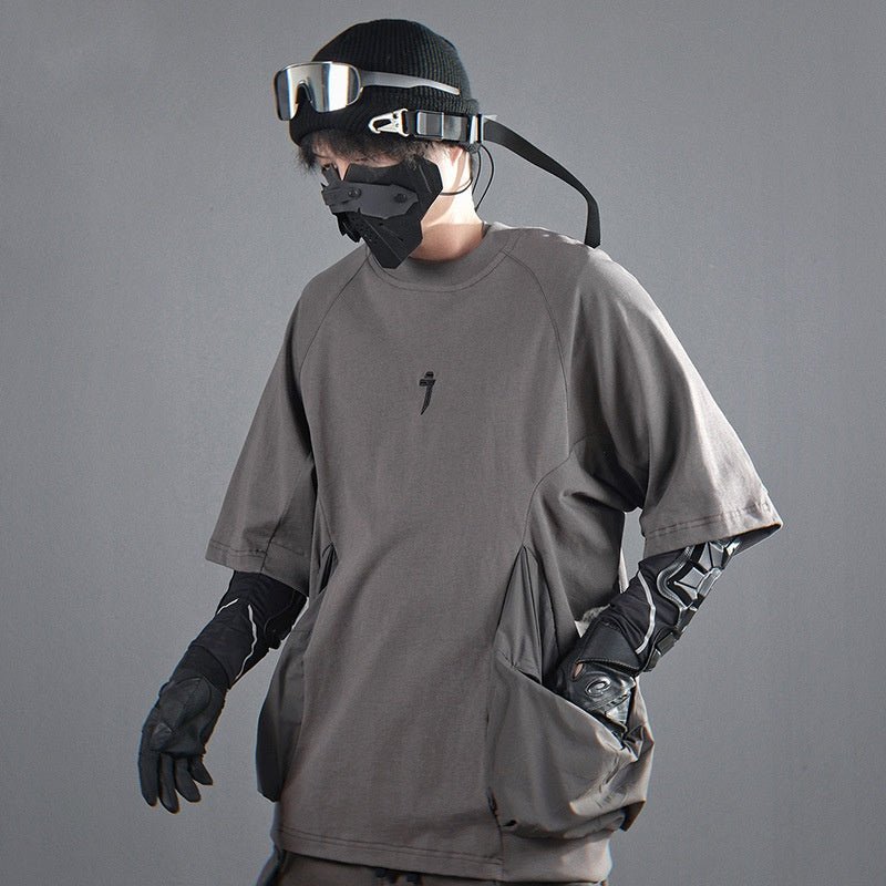 Men's Loose Casual With Big Pockets Round Neck Short Sleeve T-shirt Black Men's Loose Casual With Big Pockets Round Neck Short Sleeve T-shirt - shop_name