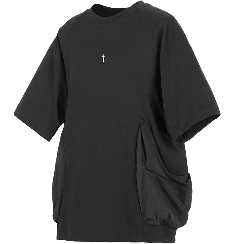 Men's Loose Casual With Big Pockets Round Neck Short Sleeve T-shirt Black Men's Loose Casual With Big Pockets Round Neck Short Sleeve T-shirt - shop_name