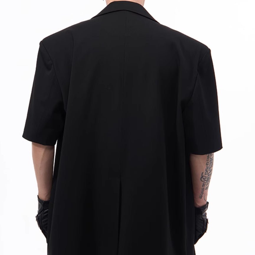 Men's Summer Silhouette Shoulder Padded Short Sleeved Jacket Black Men's Summer Silhouette Shoulder Padded Short Sleeved Jacket - shop_name