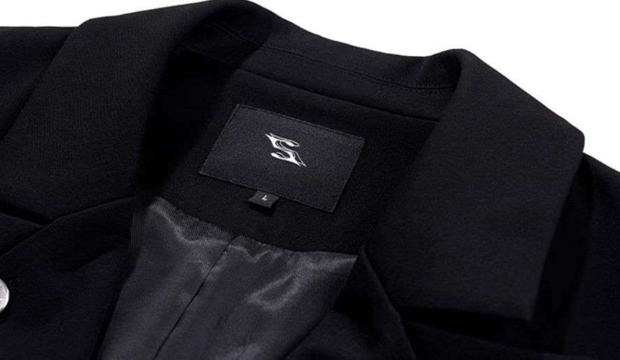 Men's Summer Silhouette Shoulder Padded Short Sleeved Jacket Black Men's Summer Silhouette Shoulder Padded Short Sleeved Jacket - shop_name