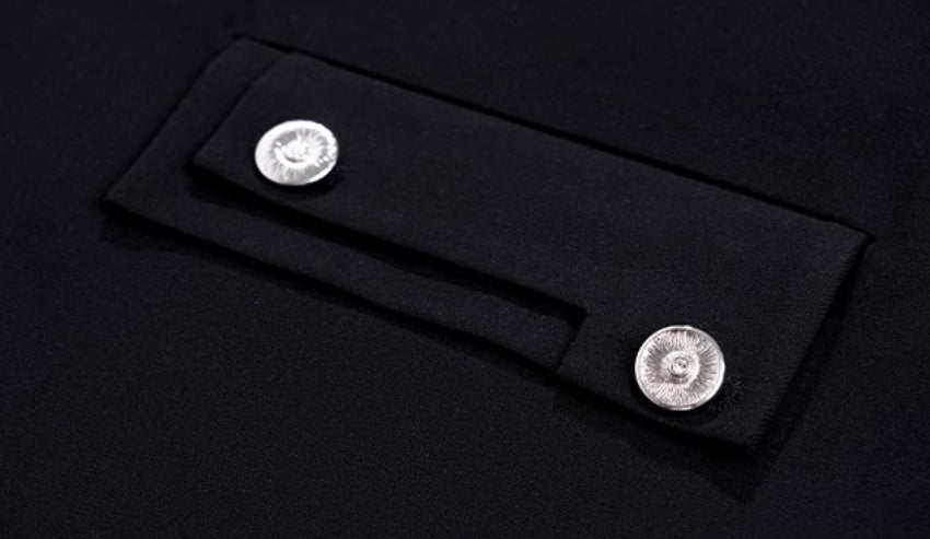 Men's Summer Silhouette Shoulder Padded Short Sleeved Jacket Black Men's Summer Silhouette Shoulder Padded Short Sleeved Jacket - shop_name