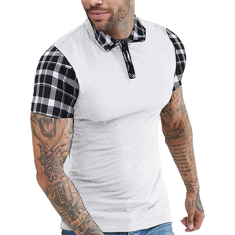 Men's T-shirt Casual Fashion Solid Color Polo Shirt White Men's T-shirt Casual Fashion Solid Color Polo Shirt - shop_name