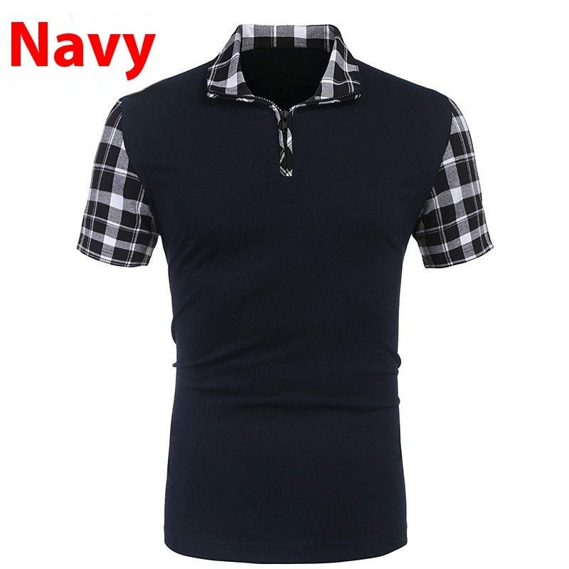 Men's T-shirt Casual Fashion Solid Color Polo Shirt Navy Blue Men's T-shirt Casual Fashion Solid Color Polo Shirt - shop_name