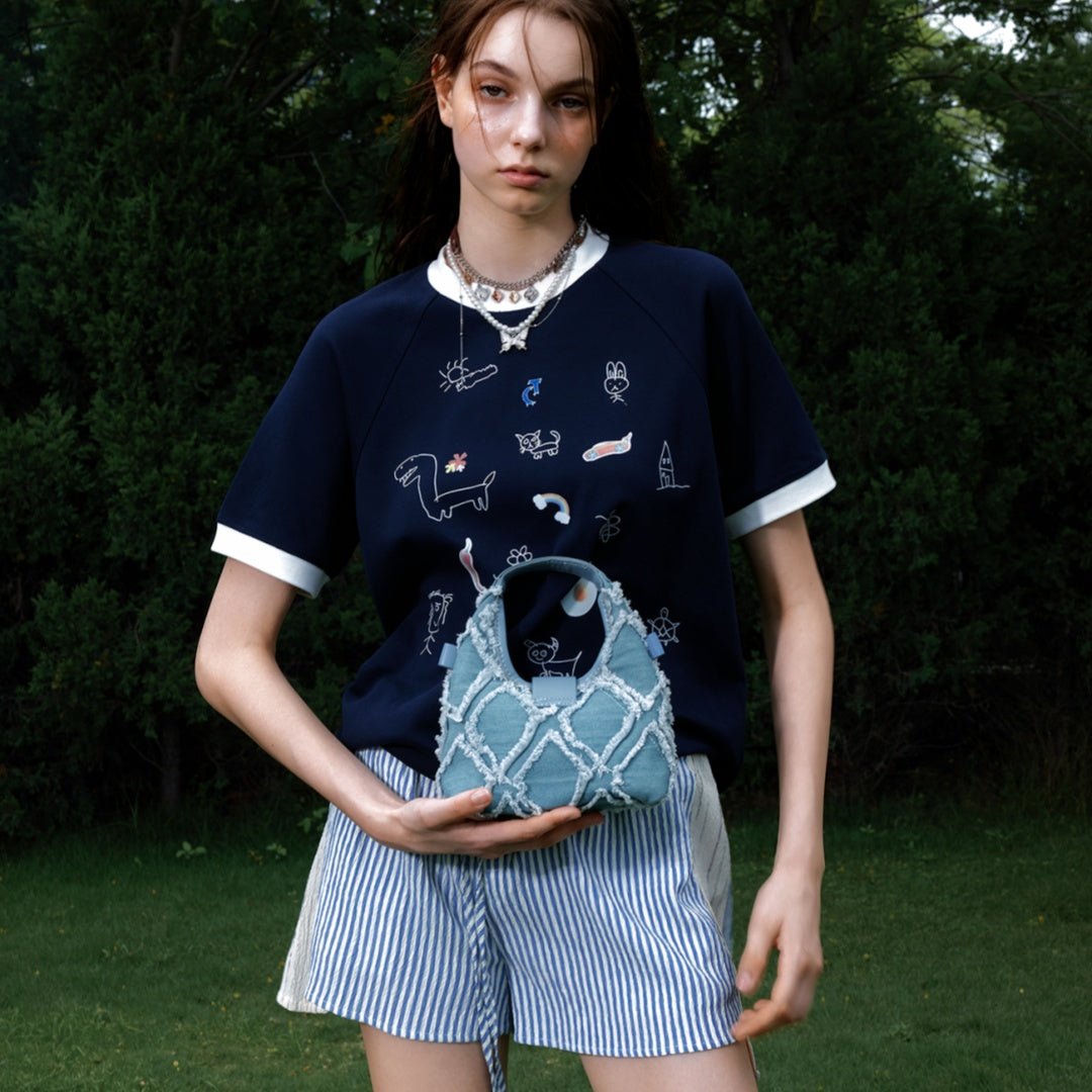 Men's Versatile Cartoon Printed Short Sleeved Shirt White Men's Versatile Cartoon Printed Short Sleeved Shirt - shop_name