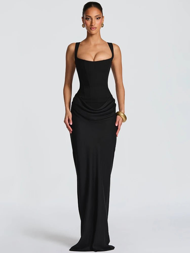 Mozision Elegant Backless Sexy Maxi Dress Women Gown Fashion Square Collar Sleeveless Skinny Ruched Club Party Long Dresses black Mozision Elegant Backless Sexy Maxi Dress Women Gown Fashion Square Collar Sleeveless Skinny Ruched Club Party Long Dresses - shop_name