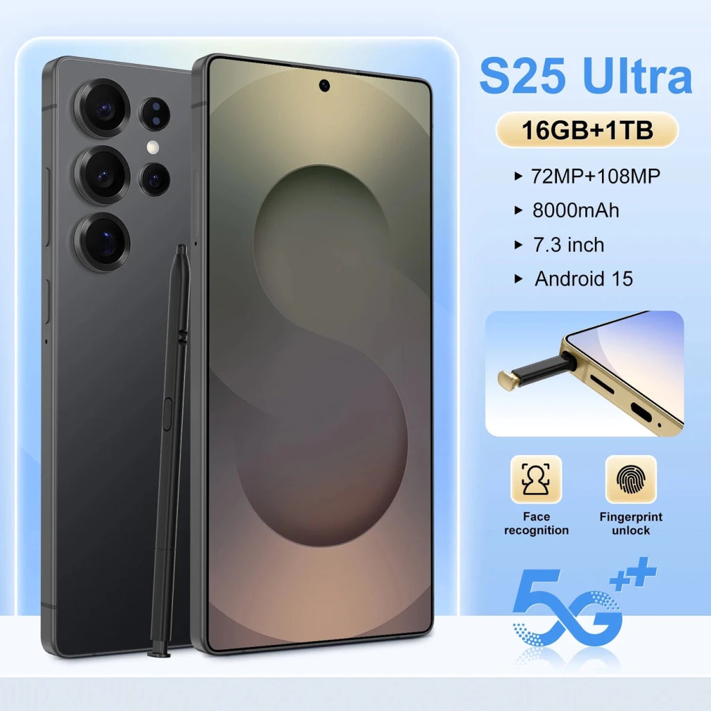 New 2025 Original Phones S25 ultra Smartphones 16GB+1TB 5G Dual SIM Cellphone Mobile Phone S24 ultra 5g Smartphone Black New 2025 Original Phones S25 ultra Smartphones 16GB+1TB 5G Dual SIM Cellphone Mobile Phone S24 ultra 5g Smartphone - shop_name