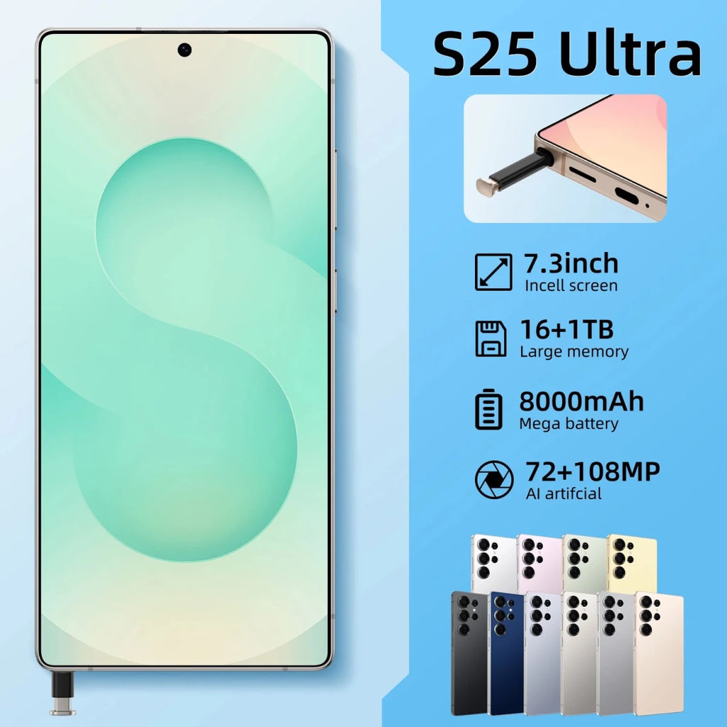 New 2025 Original Phones S25 ultra Smartphones 16GB+1TB 5G Dual SIM Cellphone Mobile Phone S24 ultra 5g Smartphone Black New 2025 Original Phones S25 ultra Smartphones 16GB+1TB 5G Dual SIM Cellphone Mobile Phone S24 ultra 5g Smartphone - shop_name