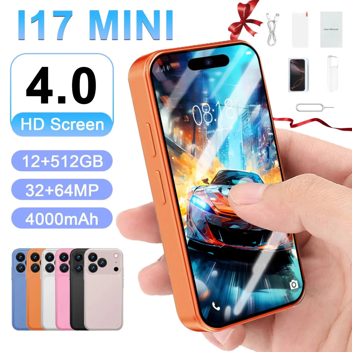 New I17 Mini Smart Phone Mini Body 4.0'' Screen 12+512GB 3G Global Version Mini Smartphone Dual Sim Card Mini Mobile Phone Orange New I17 Mini Smart Phone Mini Body 4.0'' Screen 12+512GB 3G Global Version Mini Smartphone Dual Sim Card Mini Mobile Phone - shop_name
