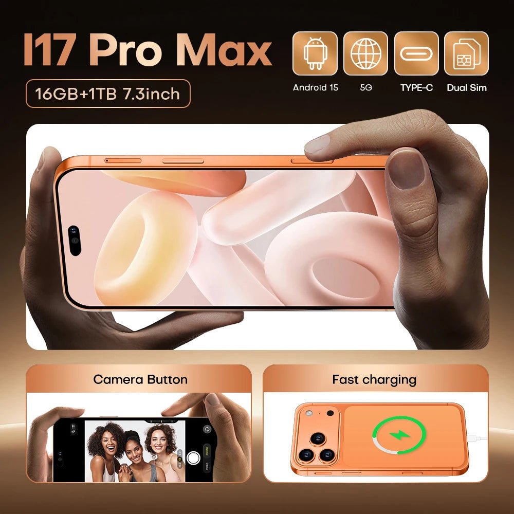 New I17 Pro Max Octa Core LTE/CDMA Dual Sim Global Version Smartphone 16GB+1TB Face Recognition HD 90Hz Mobile Phones Black New I17 Pro Max Octa Core LTE/CDMA Dual Sim Global Version Smartphone 16GB+1TB Face Recognition HD 90Hz Mobile Phones - shop_name