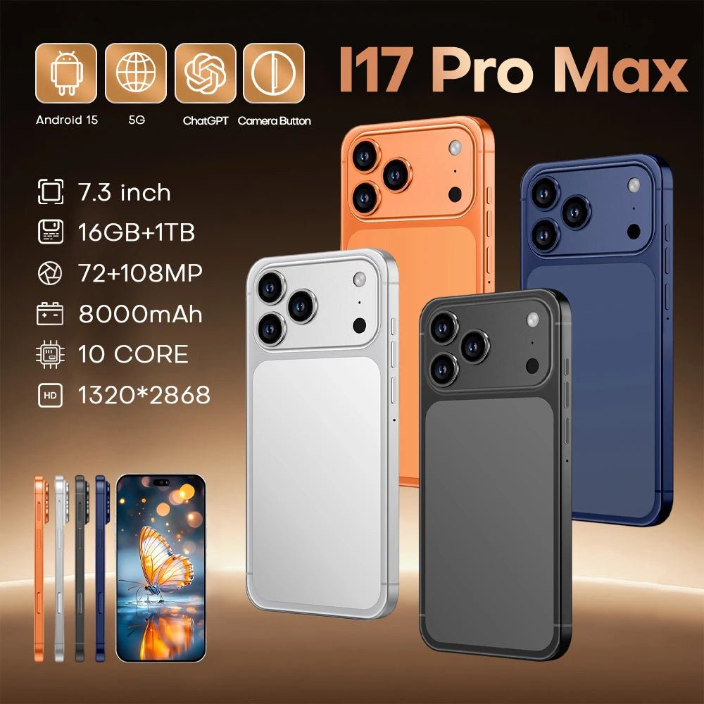 New I17 Pro Max Octa Core LTE/CDMA Dual Sim Global Version Smartphone 16GB+1TB Face Recognition HD 90Hz Mobile Phones Black New I17 Pro Max Octa Core LTE/CDMA Dual Sim Global Version Smartphone 16GB+1TB Face Recognition HD 90Hz Mobile Phones - shop_name