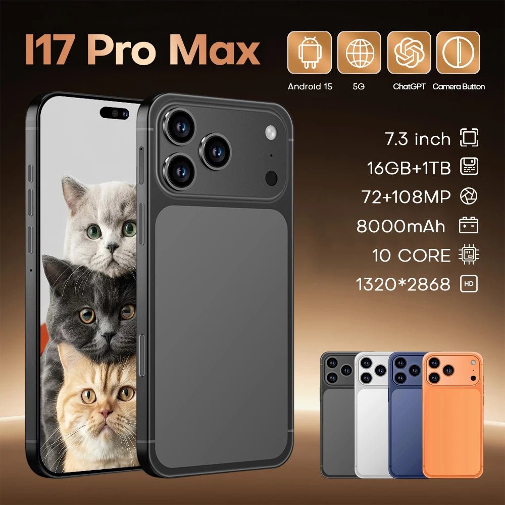 New I17 Pro Max Octa Core LTE/CDMA Dual Sim Global Version Smartphone 16GB+1TB Face Recognition HD 90Hz Mobile Phones Black New I17 Pro Max Octa Core LTE/CDMA Dual Sim Global Version Smartphone 16GB+1TB Face Recognition HD 90Hz Mobile Phones - shop_name