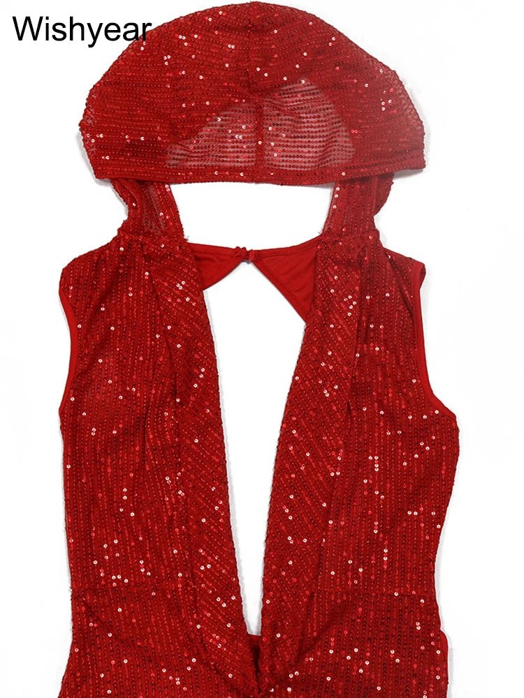 New Luxury Birthday Red Hooded Dress for Women Sexy Deep V Neck Sequins Glitter Mesh See Through Back Open Sparkly Evening Robe apricot dress New Luxury Birthday Red Hooded Dress for Women Sexy Deep V Neck Sequins Glitter Mesh See Through Back Open Sparkly Evening Robe - shop_name