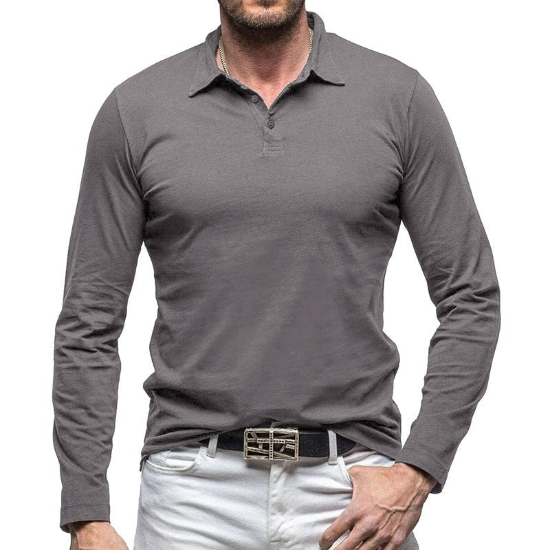 New Polo Collar European And American Men's T-shirt Dark Gray New Polo Collar European And American Men's T-shirt - shop_name