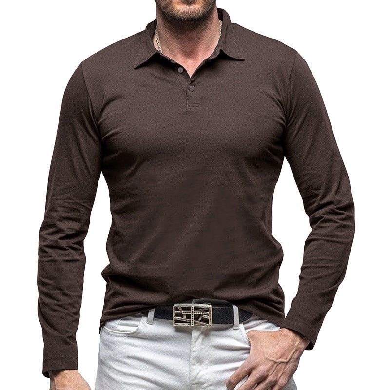 New Polo Collar European And American Men's T-shirt Brown New Polo Collar European And American Men's T-shirt - shop_name