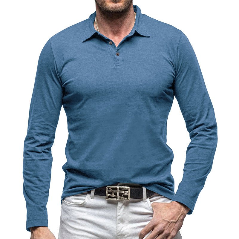 New Polo Collar European And American Men's T-shirt Denim Blue New Polo Collar European And American Men's T-shirt - shop_name