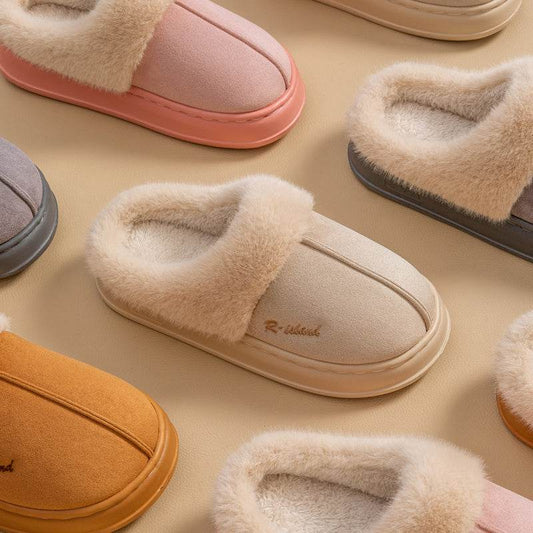 New Winter Cosy Warm Couple Style Concise Fluffy Slippers Women Men Non-slip Soft Slides Indoor Mule Ladies' Home Cotton Shoes - Update Avenue 