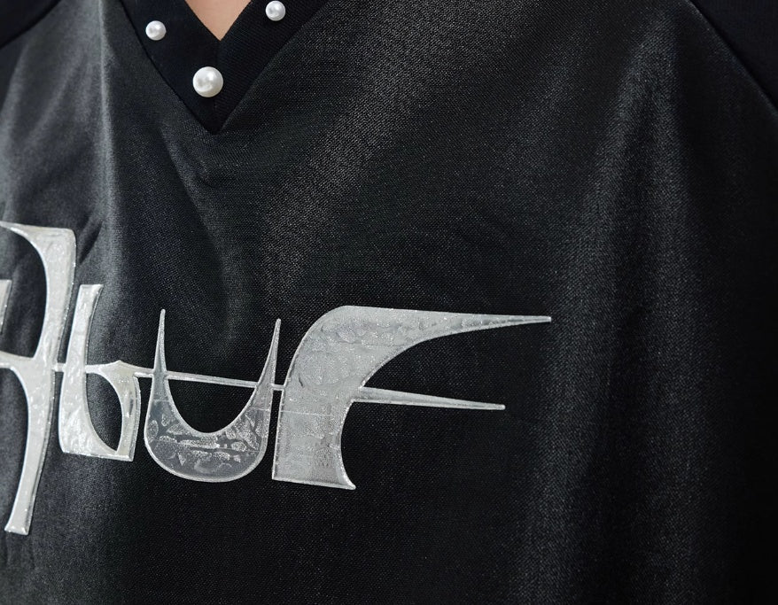 Niche Streamer Texture Deconstruction Split Stitching Short Sleeve BLACK Niche Streamer Texture Deconstruction Split Stitching Short Sleeve - shop_name