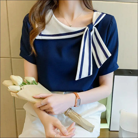 Niche Sweet Bow Chiffon Top - Update Avenue 