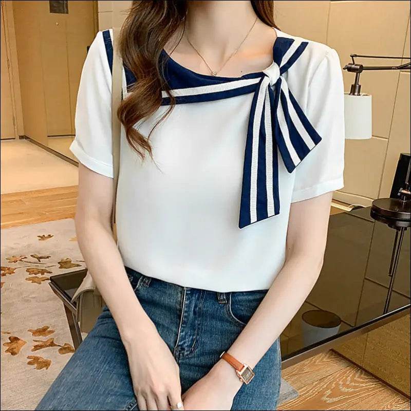 Niche Sweet Bow Chiffon Top - Update Avenue 