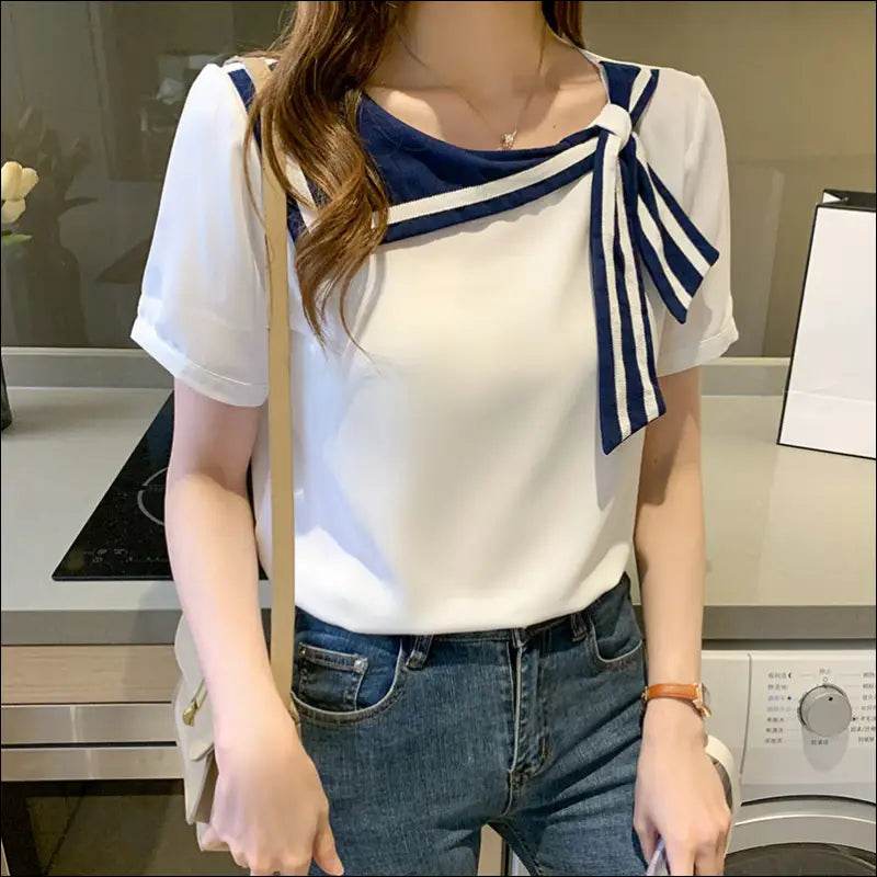 Niche Sweet Bow Chiffon Top - Update Avenue 