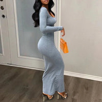 OEM Cheap New Wholesale Women Sexy Long Sleeve Clothing XS Casual Bodycon Long Dress Gray OEM Cheap New Wholesale Women Sexy Long Sleeve Clothing XS Casual Bodycon Long Dress - shop_name