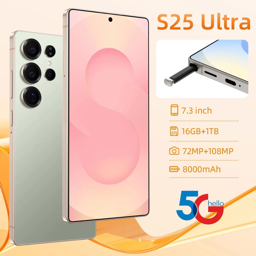 Original 5G Smartphone S25 ultra 16GB+1TB Android 15.0 Dual SIM Mobile Phone with 7.3inch HD Screen Used Condition Green Original 5G Smartphone S25 ultra 16GB+1TB Android 15.0 Dual SIM Mobile Phone with 7.3inch HD Screen Used Condition - shop_name