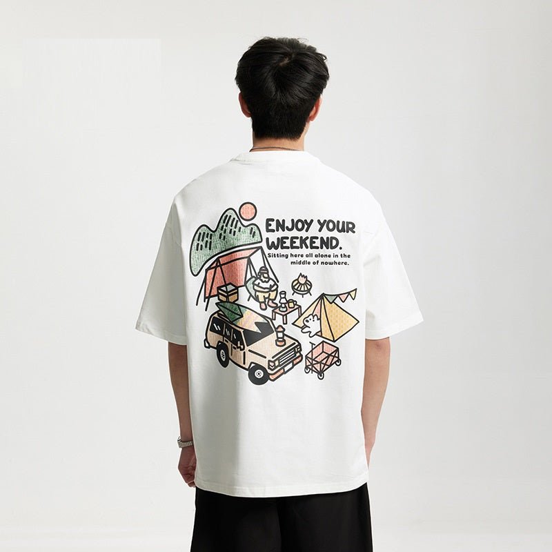 Outdoor Camping Printed T-shirt White Outdoor Camping Printed T-shirt - shop_name