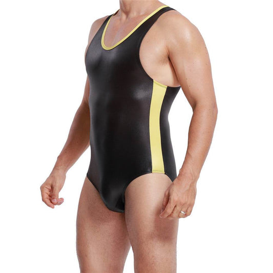 Patent leather one-piece gym suit - Update Avenue 