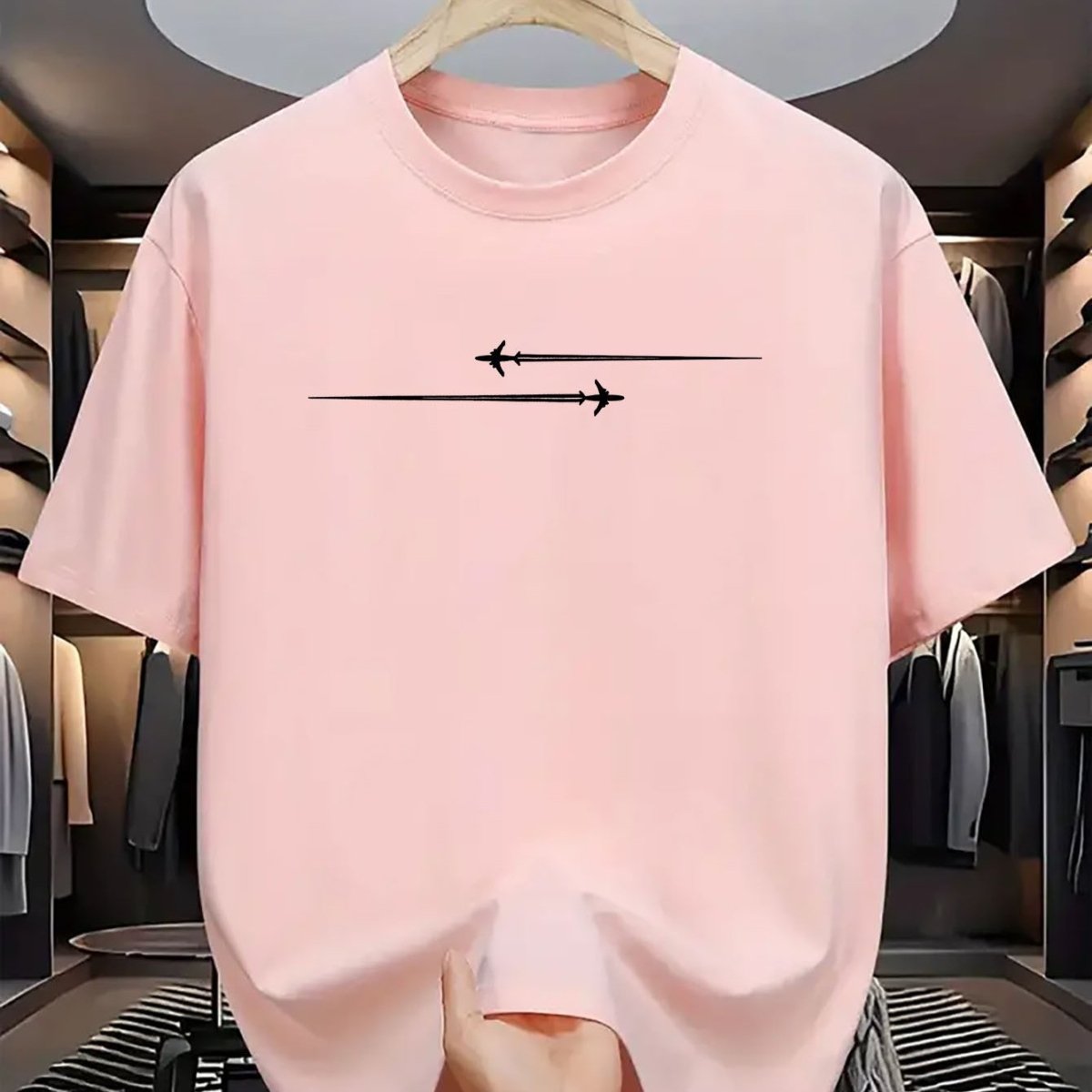Pattern Printed Comfortable Sports Round Neck T-shirt Pink Pattern Printed Comfortable Sports Round Neck T-shirt - shop_name