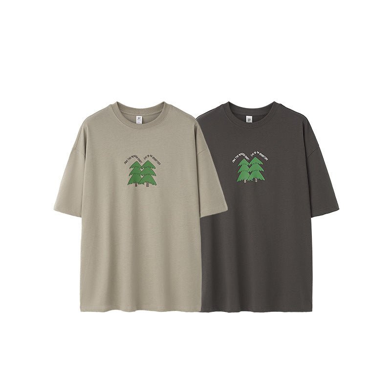 Pine Puff Print T-shirt Casual Pure Cotton Wind Sand Khaki Pine Puff Print T-shirt Casual Pure Cotton - shop_name