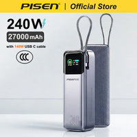 PISEN 240W Power Bank With Fast Charging Cable 27000mAh Portable PD3.1 CCC Powerbank for Laptop Notebook iPhone External Battery 67W 20000mAh Grey PISEN 240W Power Bank With Fast Charging Cable 27000mAh Portable PD3.1 CCC Powerbank for Laptop Notebook iPhone External Battery - shop_name