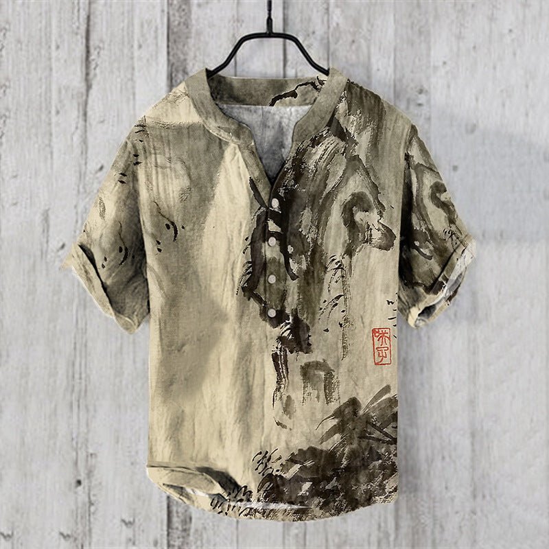 Plus Size Digital Printing Men's Short Sleeve Khaki Plus Size Digital Printing Men's Short Sleeve - shop_name