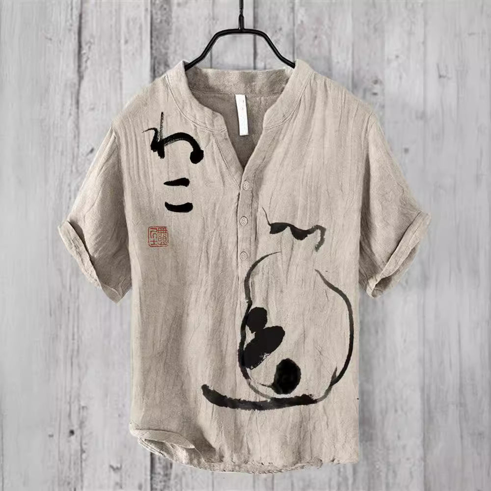 Plus Size Digital Printing Men's Short Sleeve Khaki Plus Size Digital Printing Men's Short Sleeve - shop_name